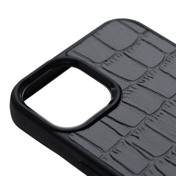 قاب موبایل چرم آیفون 13 مینی چرم مشکی کروکودیل