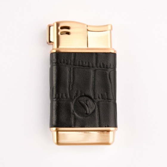 فندک گازی بدنه چرم مشکی کروکودیلی