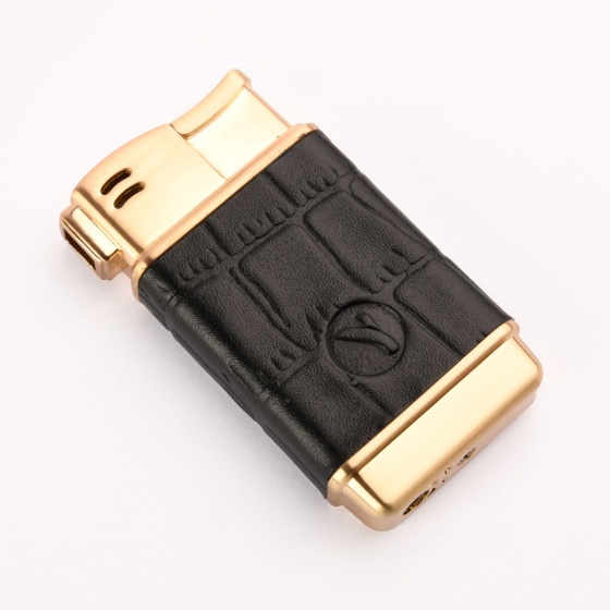 فندک گازی بدنه چرم مشکی کروکودیلی