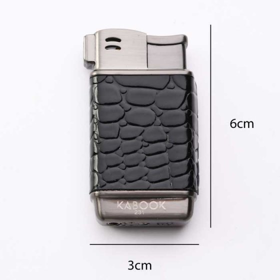 فندک گازی بدنه چرم مشکی کروکودیلی