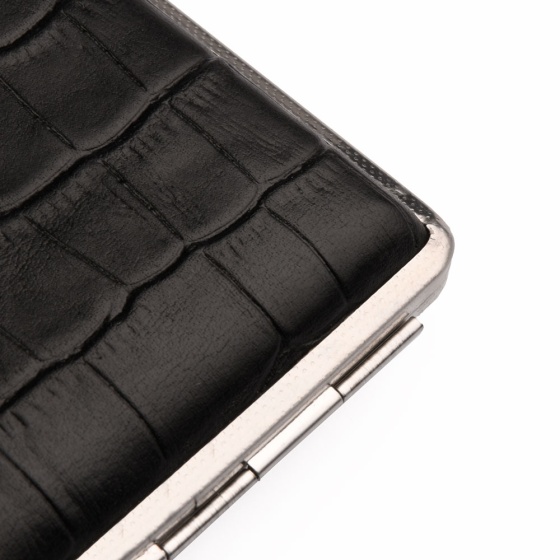 جعبه سیگار چرم مشکی کروکودیل