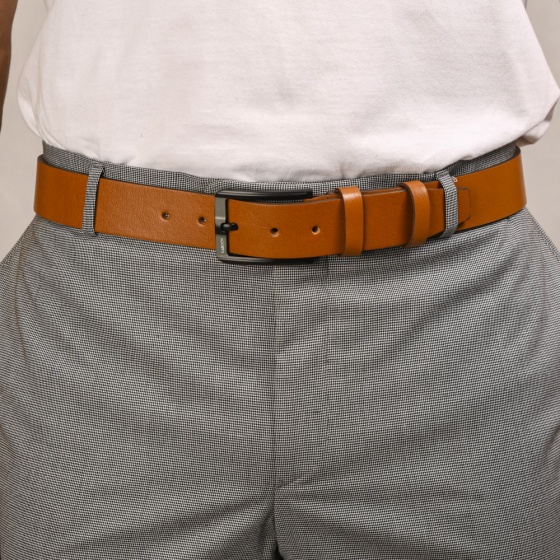 کمربند چرم عسلی