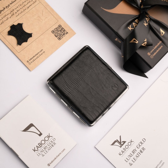 جعبه سیگار چرم مشکی لیزارد