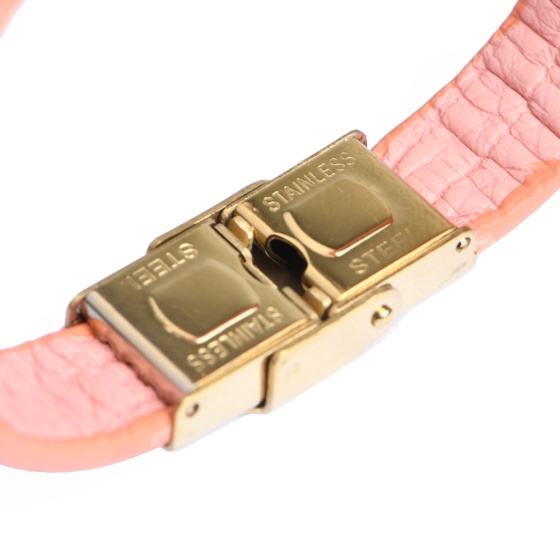 دستبند زنانه چرم لیزارد صورتی