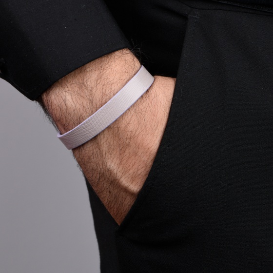 دستبند چرم لیزارد خاکستری