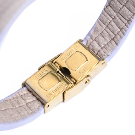 دستبند چرم لیزارد خاکستری