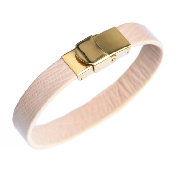 دستبند چرم لیزارد کرم