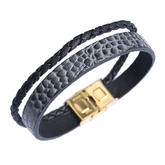 دستبند چرم 67 خاکستری