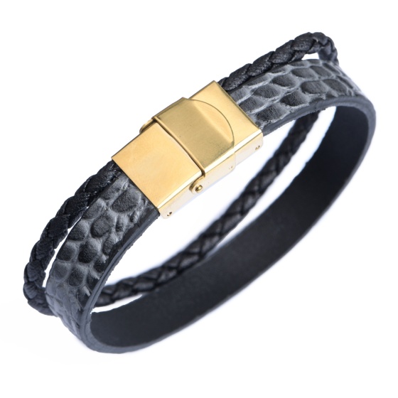 دستبند چرم 67 خاکستری