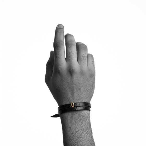 دستبند مردانه طلا چرم عدد 0