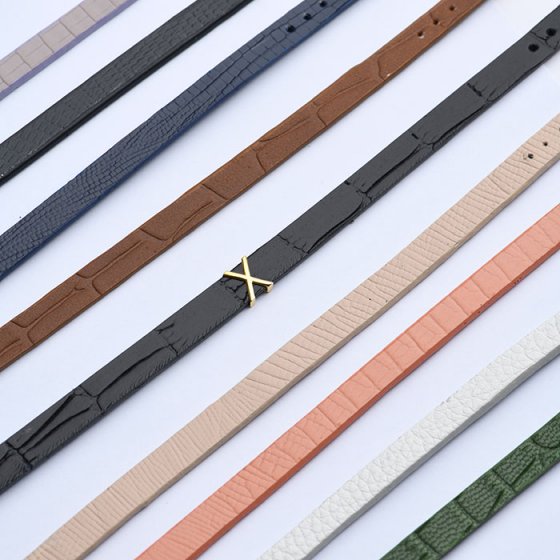 دستبند مردانه طلا چرم حرف X