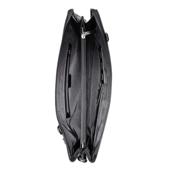 کیف کلاسوری دوشی چرم مشکی کروکودیلی