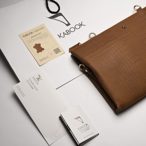 کیف کلاسوری دوشی عسلی کروکودیلی