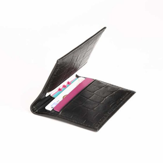 کیف کارت طرح رایا چرم مشکی کروکودیلی