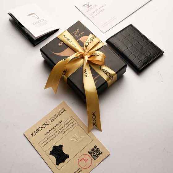 کیف کارت طرح رایا چرم مشکی کروکودیلی