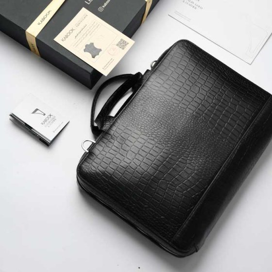 کیف اداری طرح مارسی چرم کروکودیلی مشکی