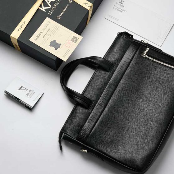 کیف اداری طرح ترلان چرم مشکی