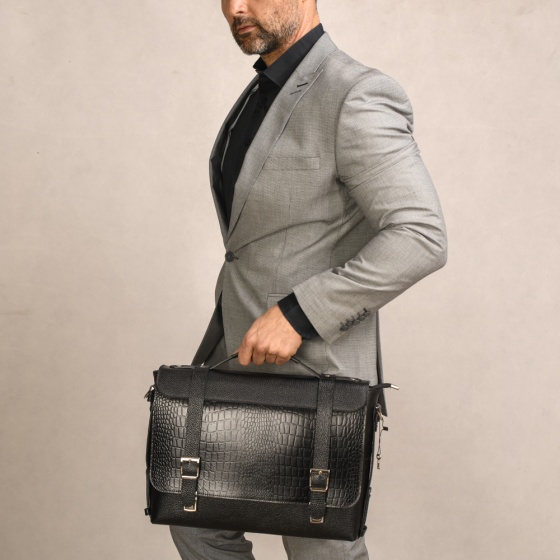 کیف دیپلمات طرح رامبد چرم فلوتر مشکی