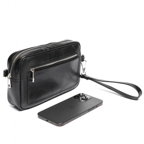 کیف پاسپورتی طرح اورانوس چرم مشکی ساده