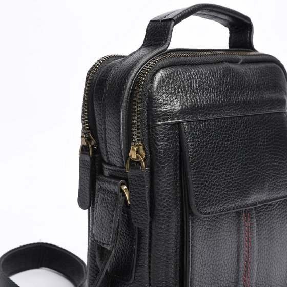 کیف کراس بادی مردانه طرح سیاوش چرم مشکی فلوتر