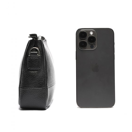 کیف دوشی زنانه چرم طرح آلین چرم فلوتر مشکی