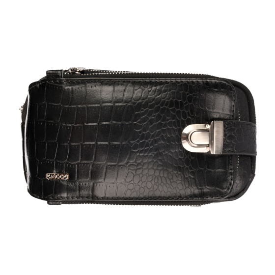 کیف کراس بادی مردانه طرح آگرین چرم کروکودیل مشکی