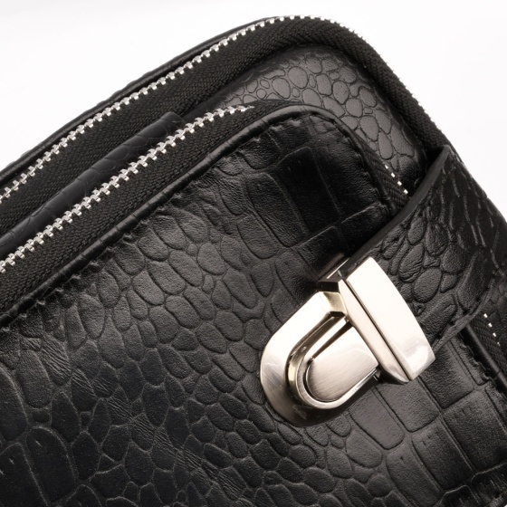 کیف کراس بادی مردانه طرح آگرین چرم کروکودیل مشکی