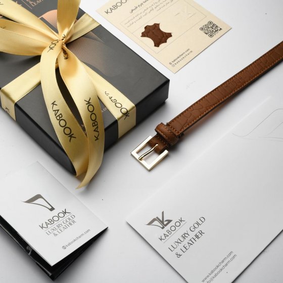 کمربند زنانه چرم عسلی