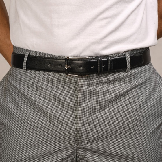 کمربند چرم مردانه پشت کراست مشکی