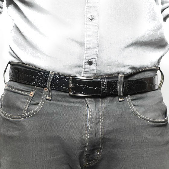 کمربند چرم مردانه کروکودیلی مشکی