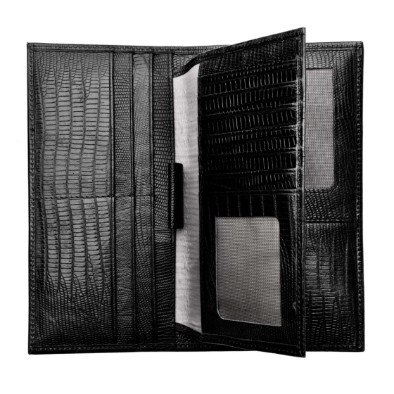 کیف پول کتی چرم مشکی لیزارد