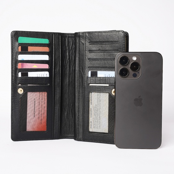 کیف پول زنانه طرح نرجس چرم لیزارد مشکی