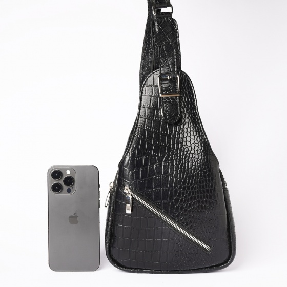 کیف دوشی ویتارا چرم کروکودیل مشکی