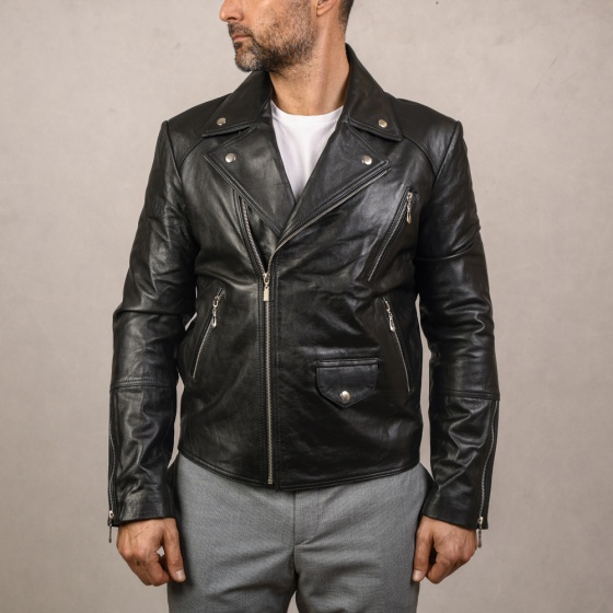 کاپشن چرم مردانه طرح پلیسی بدون کمربند