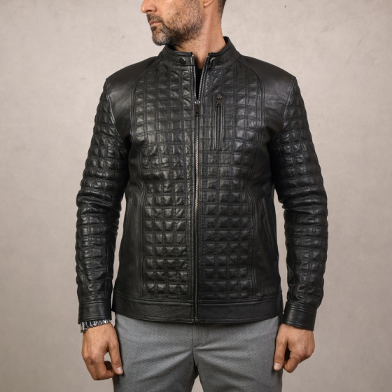 کاپشن چرم مردانه طرح آلبرت مربع