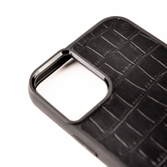 قاب آیفون 16 پلاس چرم مشکی کروکودیل