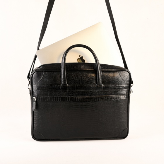 کیف اداری طرح کابوک چرم لیزارد مشکی