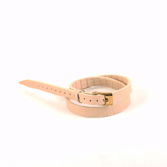 دستبند چرم دو دور صورتی