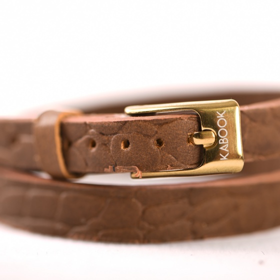 دستبند چرم دو دور عسلی