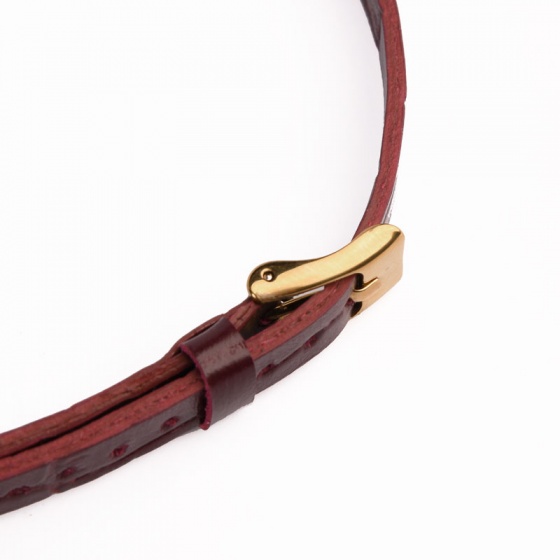 دستبند چرم دو دور زرشکی