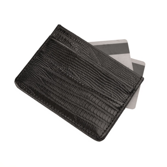 کیف کارت چرم مشکی لیزارد