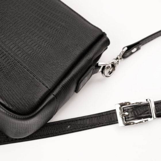 کیف دوشی زنانه چرم طرح آلین چرم لیزارد مشکی