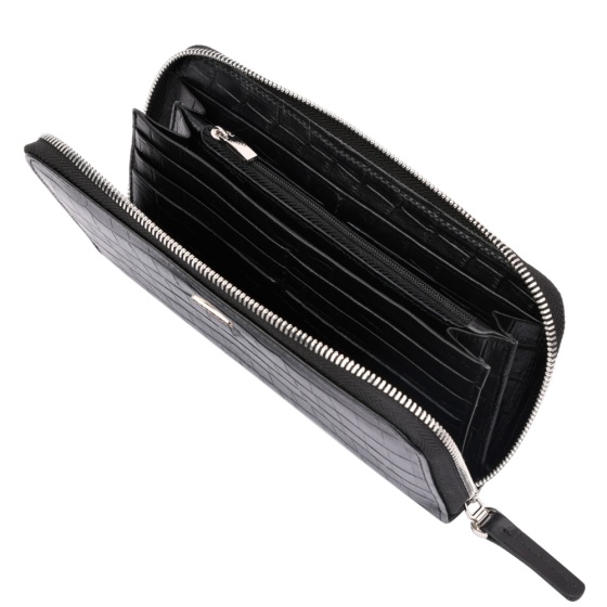 کیف پول زنانه چرم کروکودیل مشکی