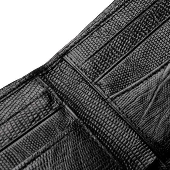 کیف پول جیبی چرم لیزارد مشکی