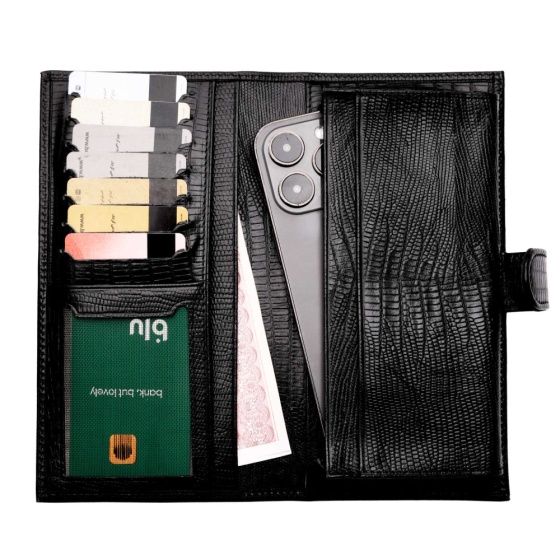 کیف موبایل چرم مشکی لیزارد