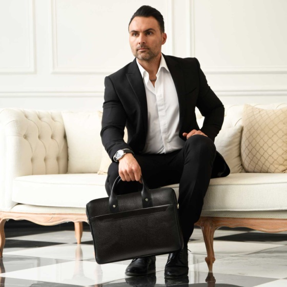 کیف اداری طرح گاندو چرم فلوتر مشکی