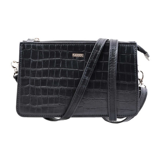 کیف دوشی زنانه چرم مشکی کروکودیل طرح میلانا
