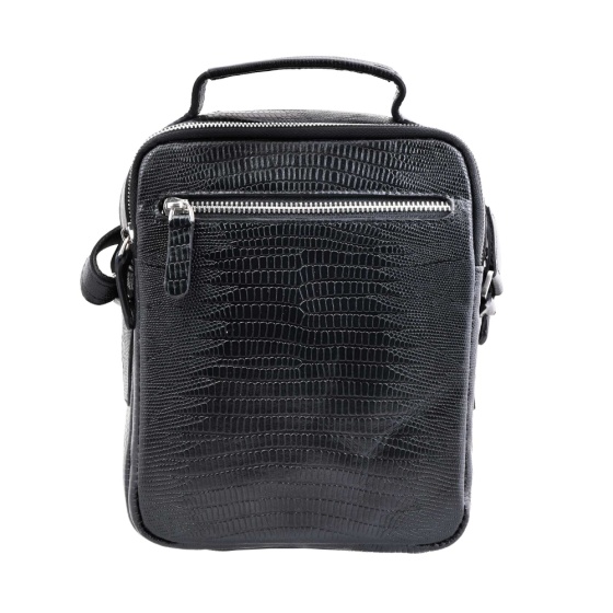 کیف کراس بادی مردانه طرح سیاوش چرم مشکی لیزارد