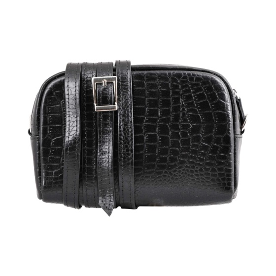 کیف دوشی زنانه طرح مینو چرم کروکو مشکی