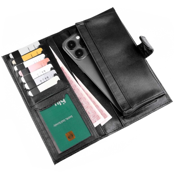 کیف موبایل چرم مشکی طرح مونت بلانک